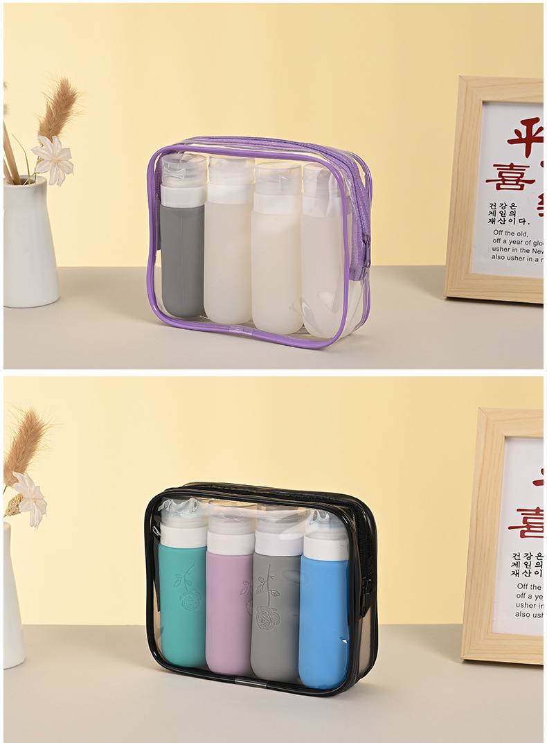 Transparent Cosmetic Bag, Multi-Color Bottle Organizer, Portable Travel Toiletry Bag, Pvc Large-Capacity Storage Bag, Manufacturer Wholesale