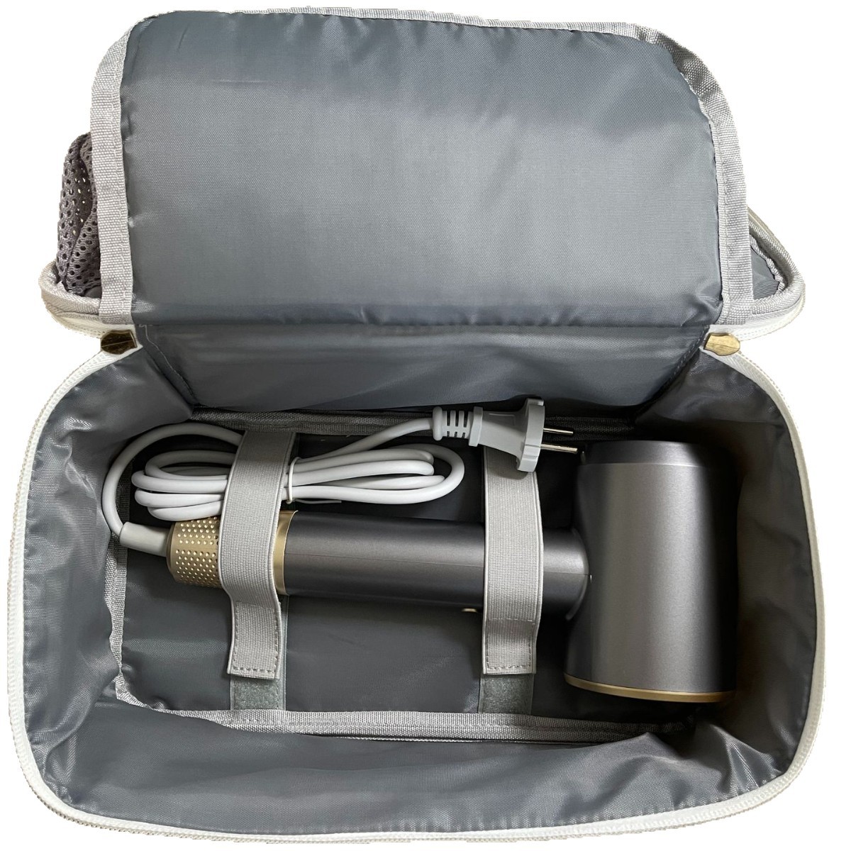 Hair Dryer Storage Bag, Curling Iron Storage Bag, Portable Multi-Pocket Travel Bag, Plaid Hair Dryer Bag