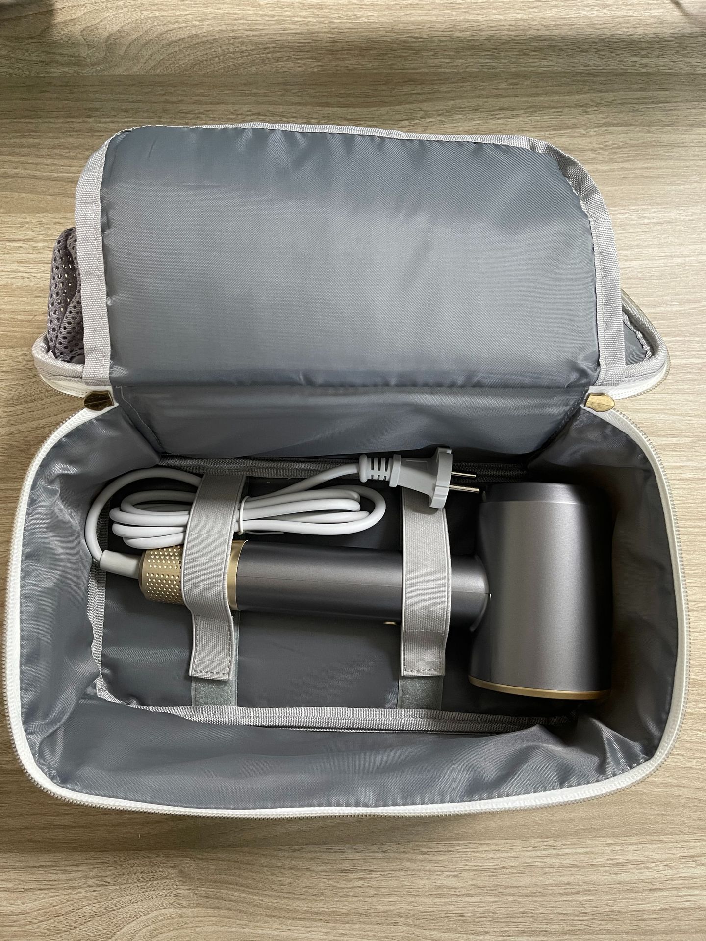 Hair Dryer Storage Bag, Curling Iron Storage Bag, Portable Multi-Pocket Travel Bag, Plaid Hair Dryer Bag
