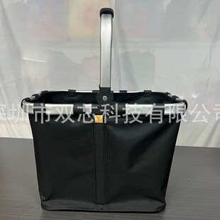 Large Capacity Pure Black Foldable Shopping Basket, Portable Picnic Bag for Outdoor Camping, Durable and Easy to Carry
