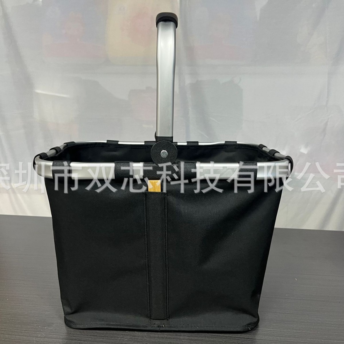 Large Capacity Pure Black Foldable Shopping Basket, Portable Picnic Bag for Outdoor Camping, Durable and Easy to Carry