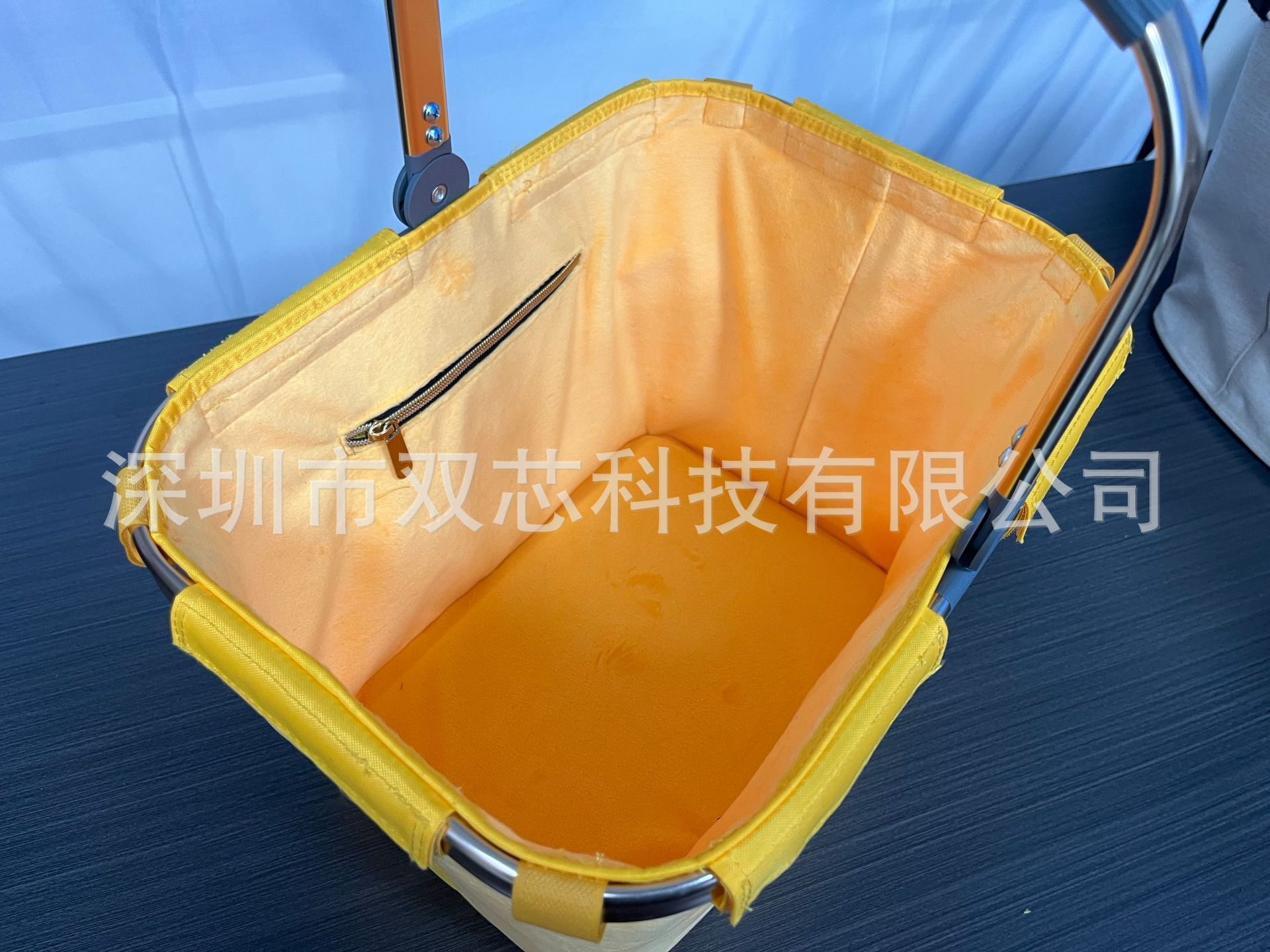Large Capacity Pure Black Foldable Shopping Basket, Portable Picnic Bag for Outdoor Camping, Durable and Easy to Carry