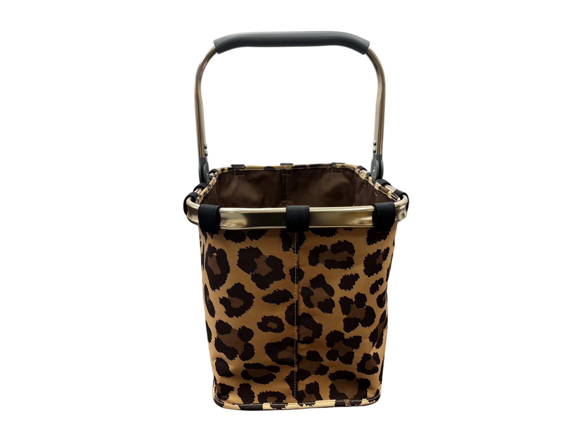 Large-Capacity Leopard-Print Shopping Basket, Portable Picnic Bag for Outdoor Camping, Durable and Easy to Carry
