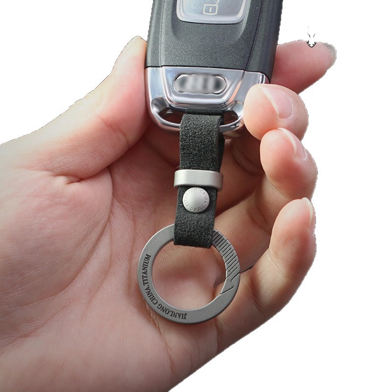 Titanium Alloy Car Key Pendant for Men, Suitable for Mercedes-Benz, Bmw, Audi, with Suede Leather, Keychain, Business Gift