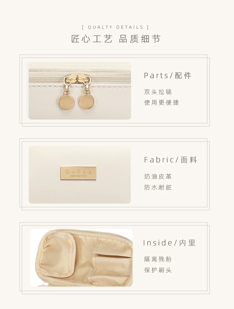 Cosmetic Bag, Portable Makeup Brush Holder, Makeup Case, Mini Cute 5-Piece Toiletry Bag for Travel