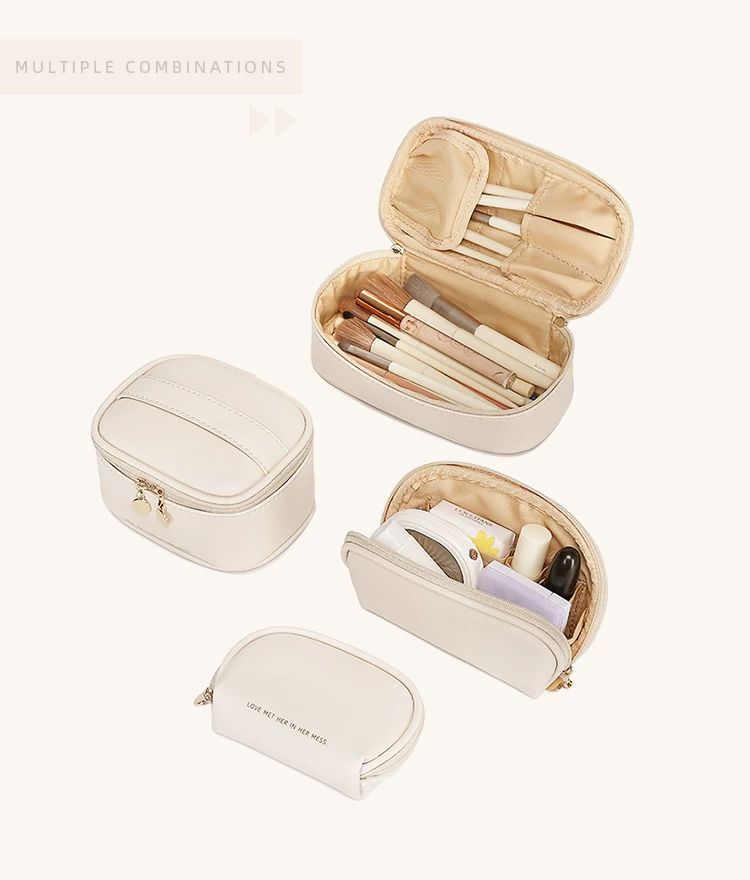 Cosmetic Bag, Portable Makeup Brush Holder, Makeup Case, Mini Cute 5-Piece Toiletry Bag for Travel