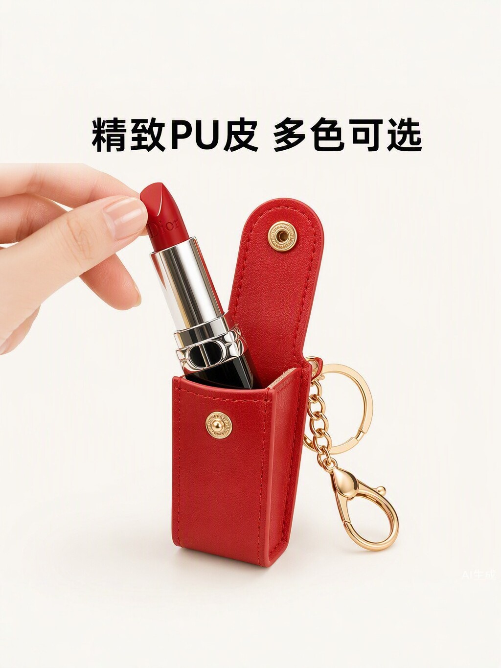 Exquisite pu leather lipstick pouch - portable keychain organizer - available in multiple colors - stylish lipstick case