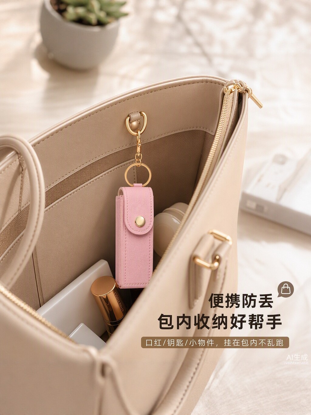 Exquisite pu leather lipstick pouch - portable keychain organizer - available in multiple colors - stylish lipstick case