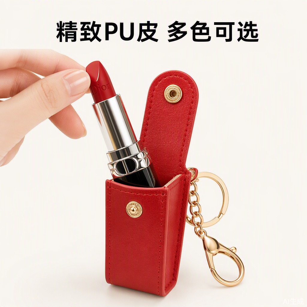 Exquisite pu leather lipstick pouch - portable keychain organizer - available in multiple colors - stylish lipstick case