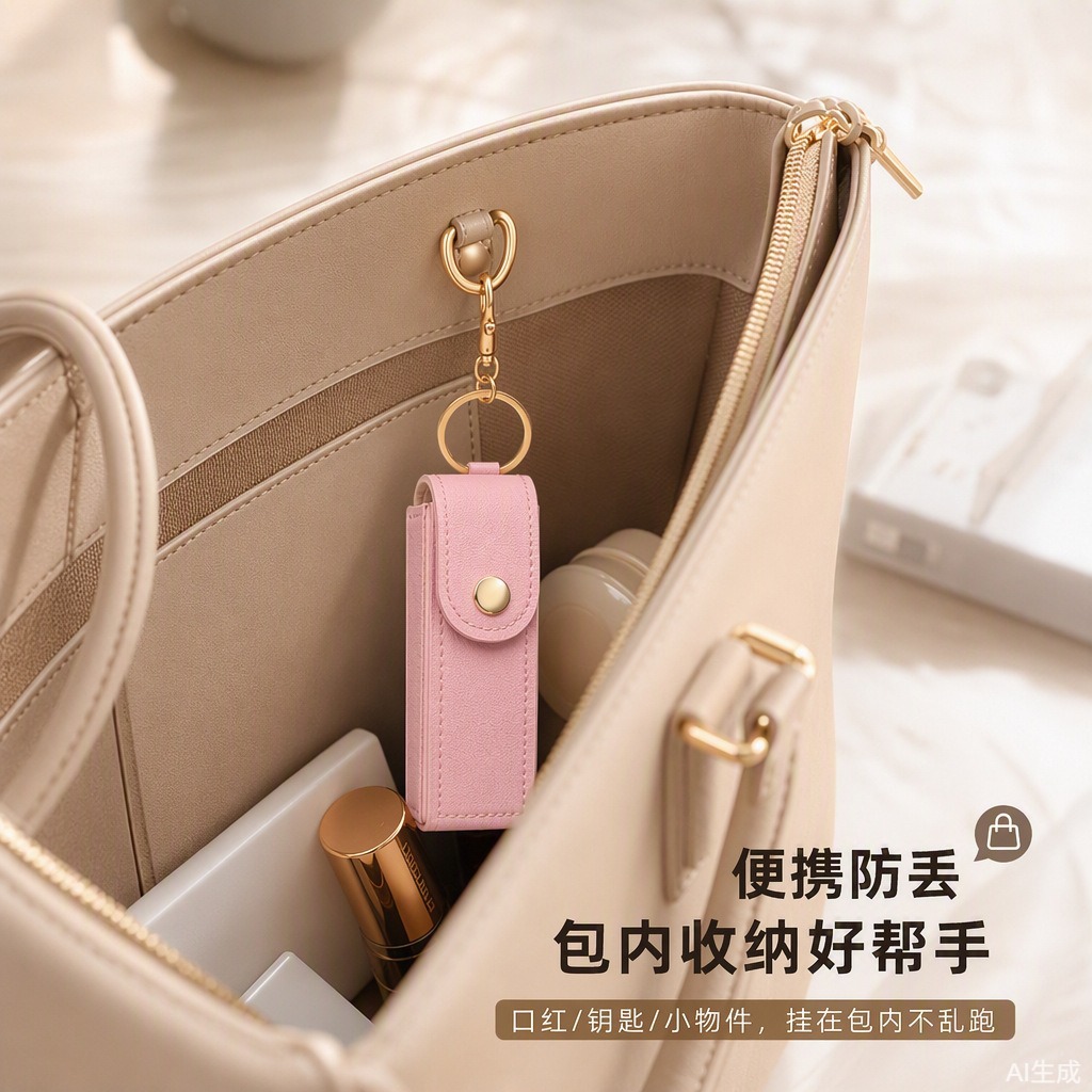 Exquisite pu leather lipstick pouch - portable keychain organizer - available in multiple colors - stylish lipstick case