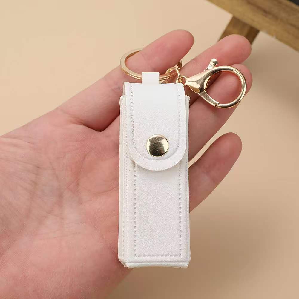 Exquisite pu leather lipstick pouch - portable keychain organizer - available in multiple colors - stylish lipstick case