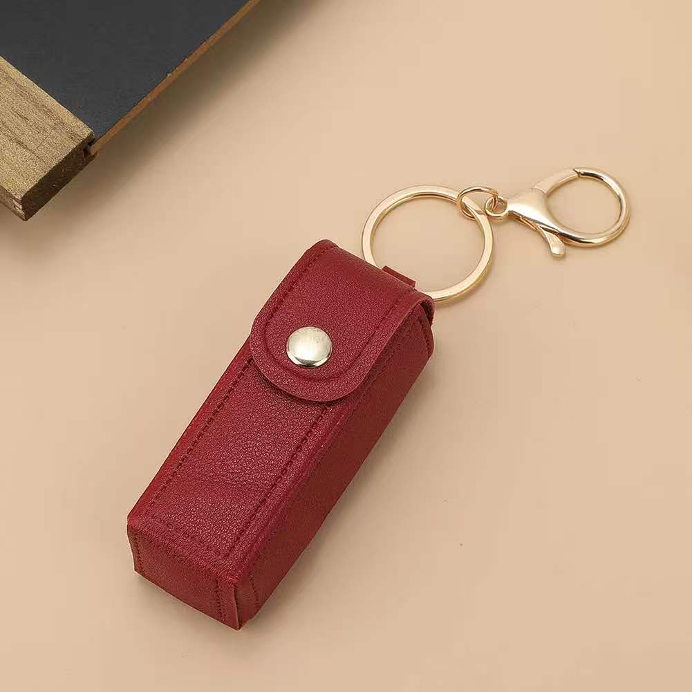 Exquisite pu leather lipstick pouch - portable keychain organizer - available in multiple colors - stylish lipstick case