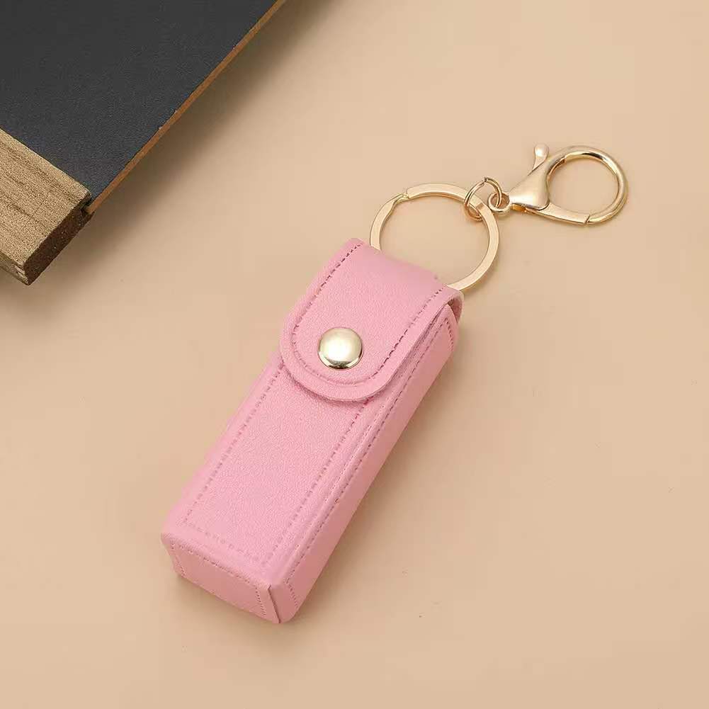 Exquisite pu leather lipstick pouch - portable keychain organizer - available in multiple colors - stylish lipstick case