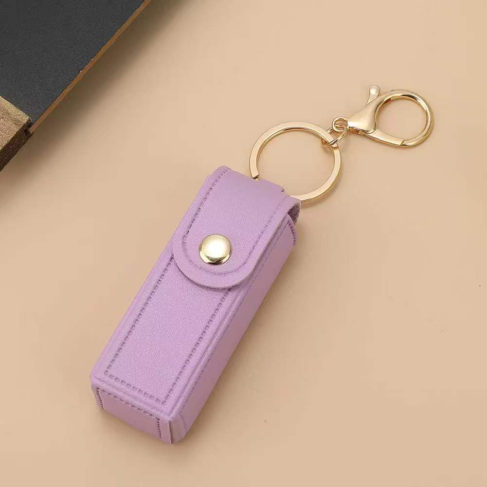 Exquisite pu leather lipstick pouch - portable keychain organizer - available in multiple colors - stylish lipstick case