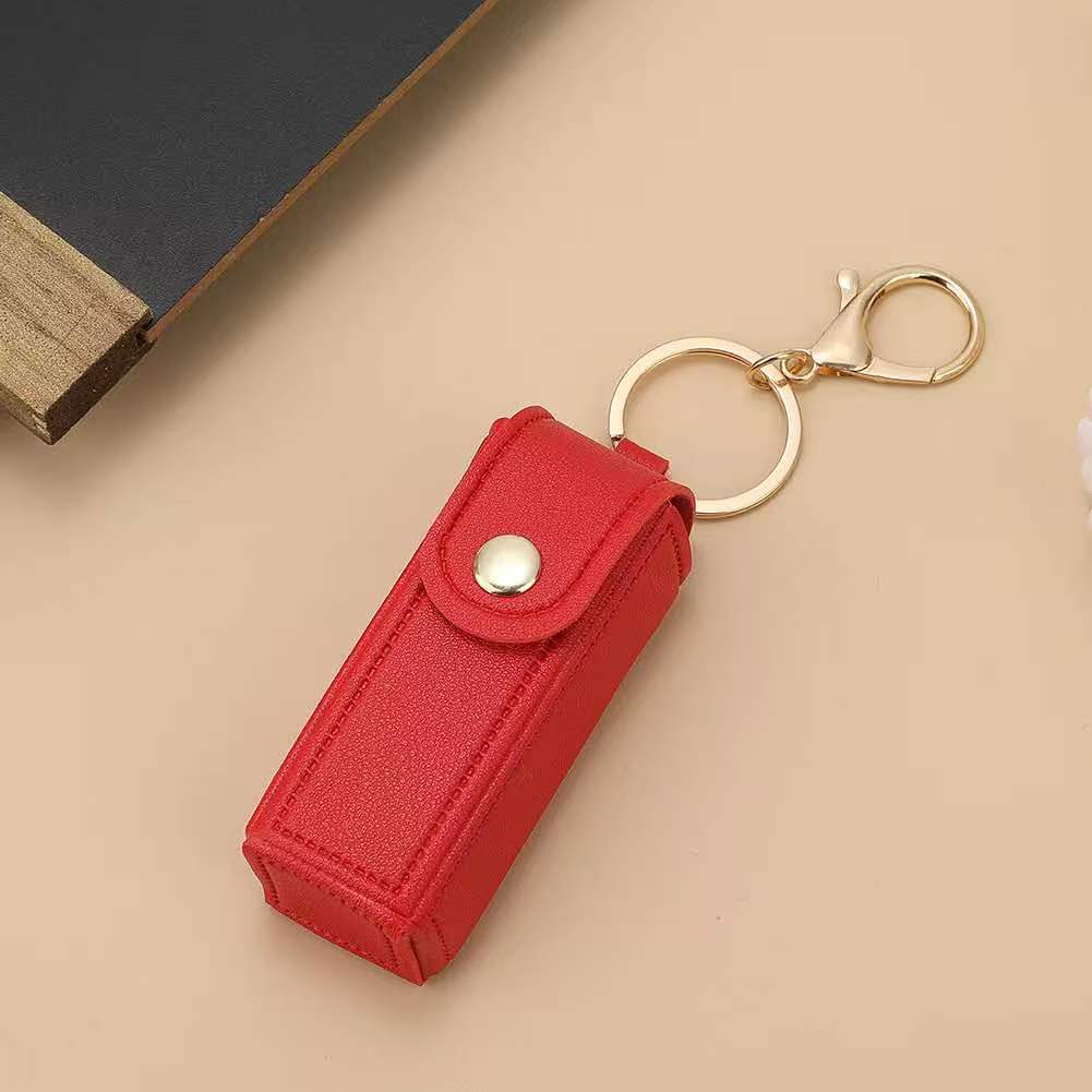Exquisite pu leather lipstick pouch - portable keychain organizer - available in multiple colors - stylish lipstick case