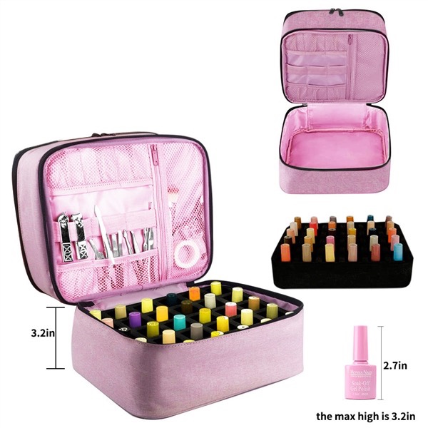 Nail Polish Storage Bag, Cosmetic Storage Bag, Handbag, Double-Layer Storage Box, Organizer, Travel Carrying Case, Makeup Brush