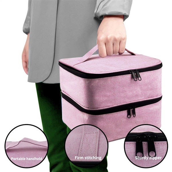 Nail Polish Storage Bag, Cosmetic Storage Bag, Handbag, Double-Layer Storage Box, Organizer, Travel Carrying Case, Makeup Brush