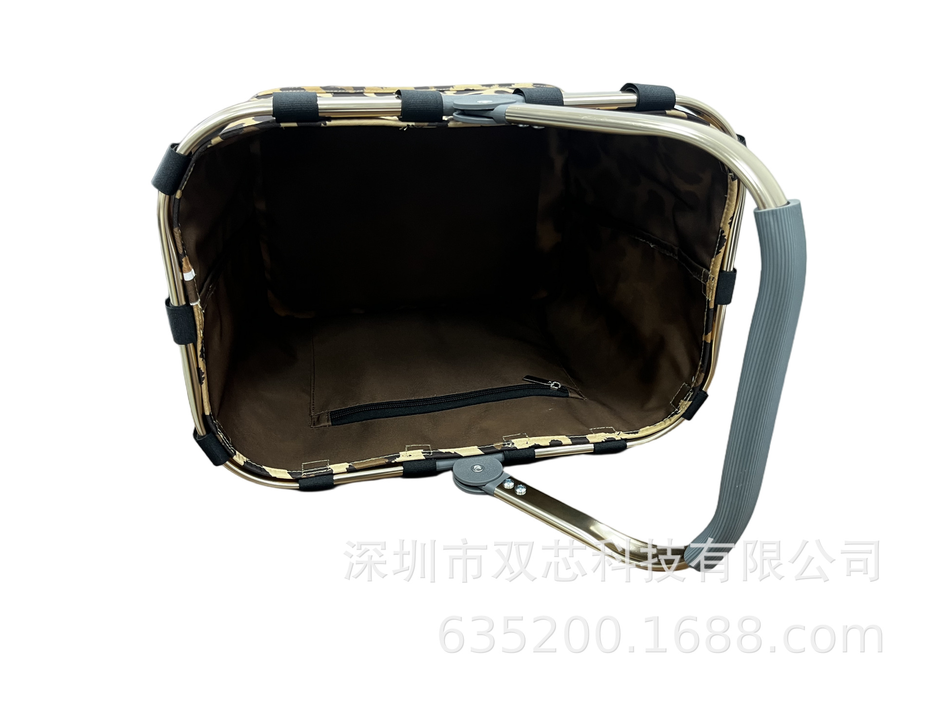 Large Capacity Grey Basket Bag Portable Picnic Bag Outdoor Camping Picnic Portable Belt Durable