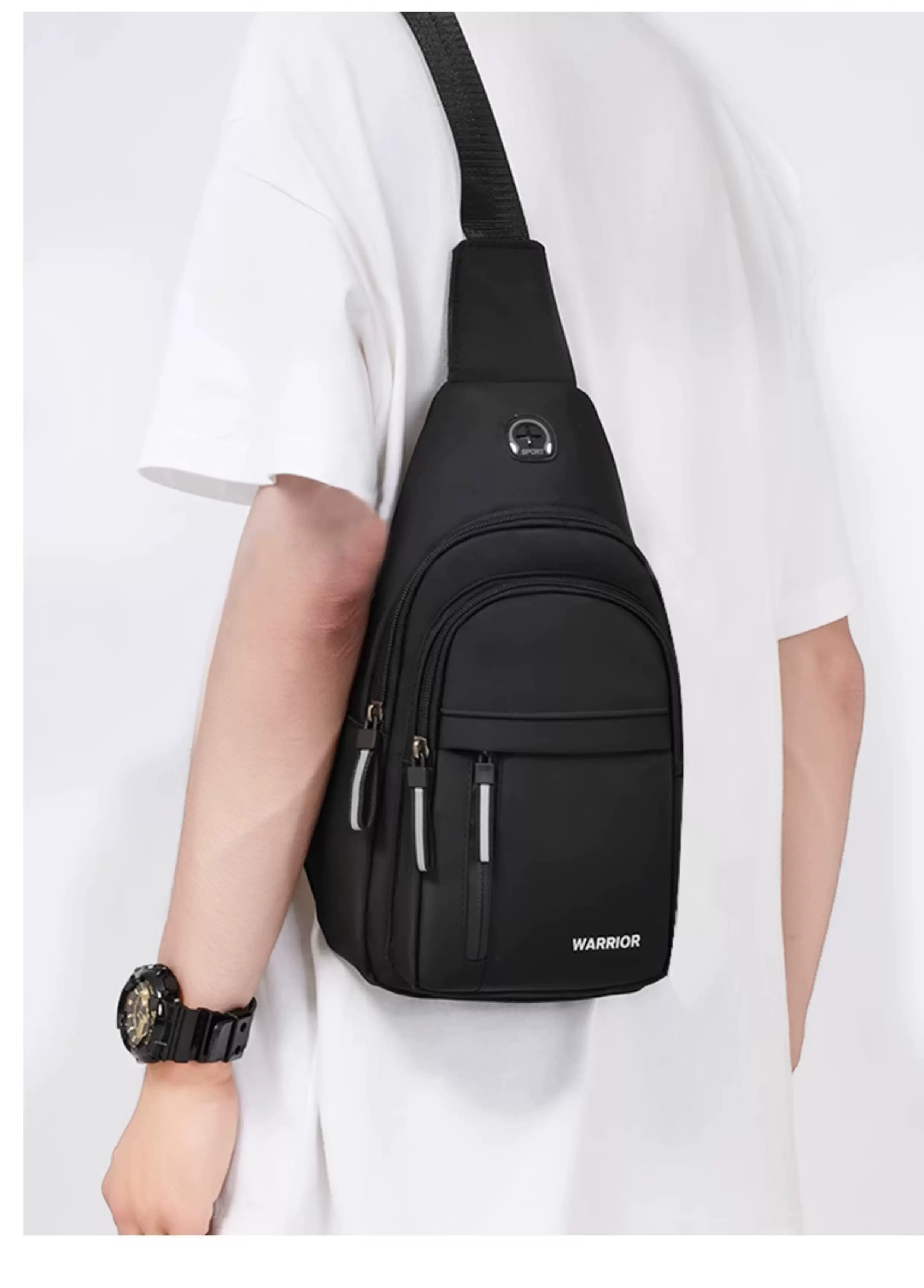 Warrior Crossbody Bag for Men, Single Shoulder Chest Bag, Men's 2025 New Model, Casual Small Backpack, Travel Chest Bag