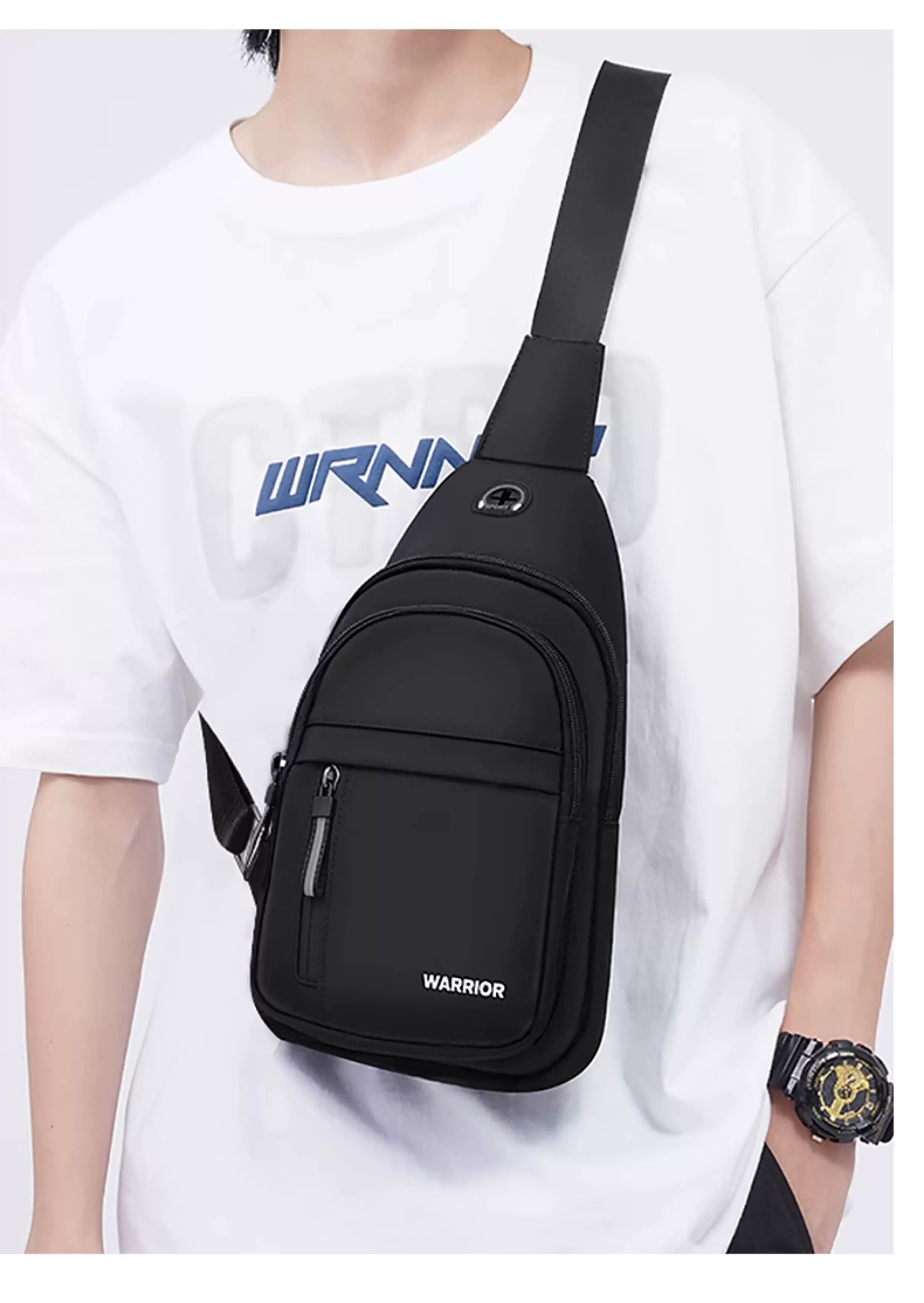 Warrior Crossbody Bag for Men, Single Shoulder Chest Bag, Men's 2025 New Model, Casual Small Backpack, Travel Chest Bag