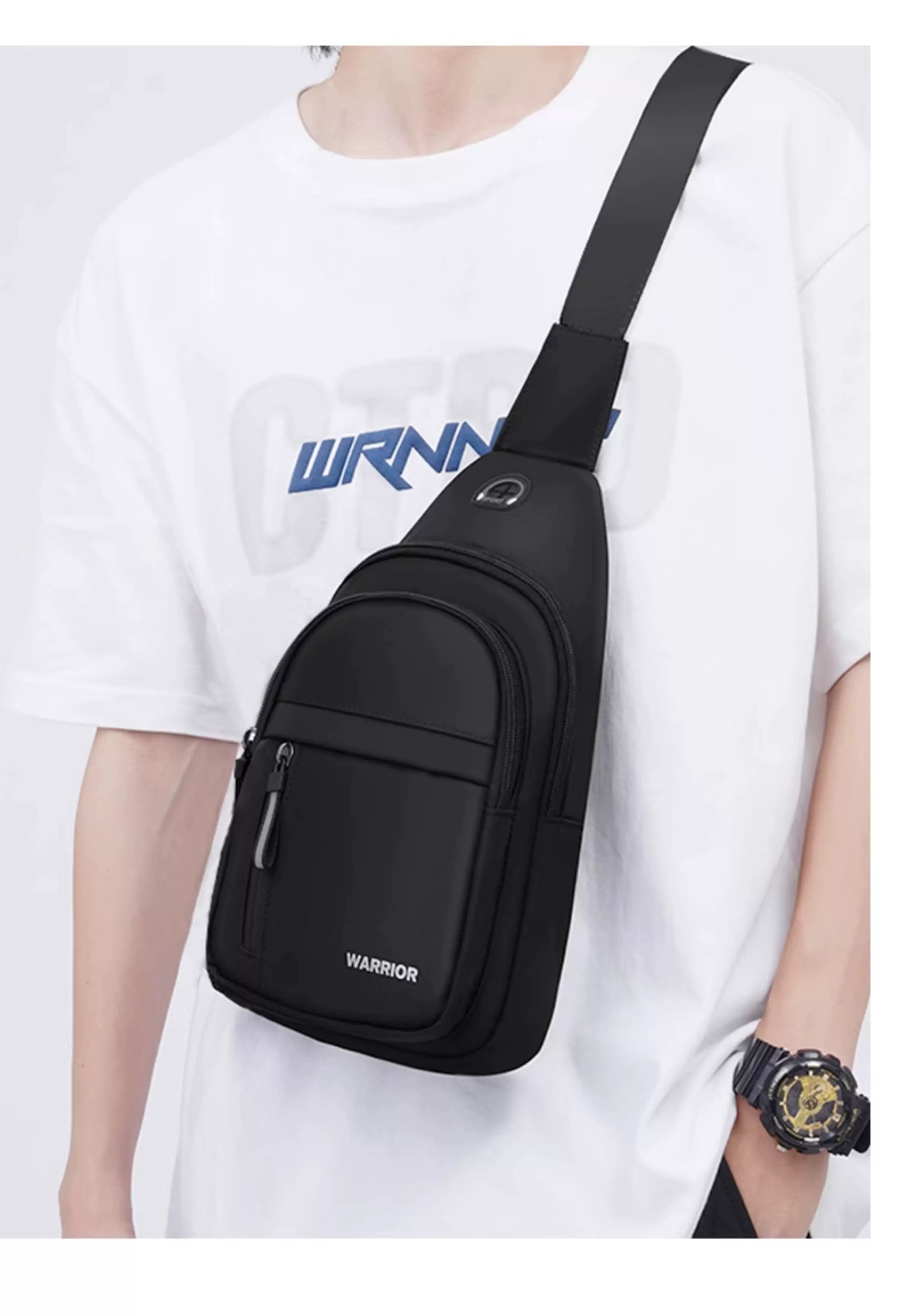 Warrior Crossbody Bag for Men, Single Shoulder Chest Bag, Men's 2025 New Model, Casual Small Backpack, Travel Chest Bag