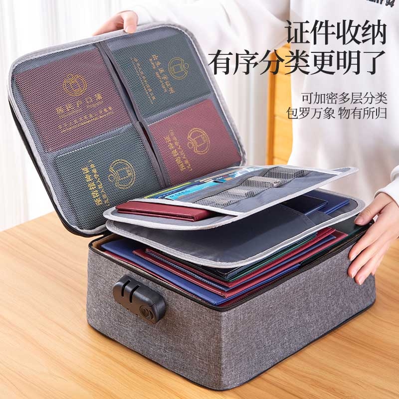 Document Storage Family Bag, Household Registration File Organizer, Multifunctional Important Document Card Holder with Lightning Design