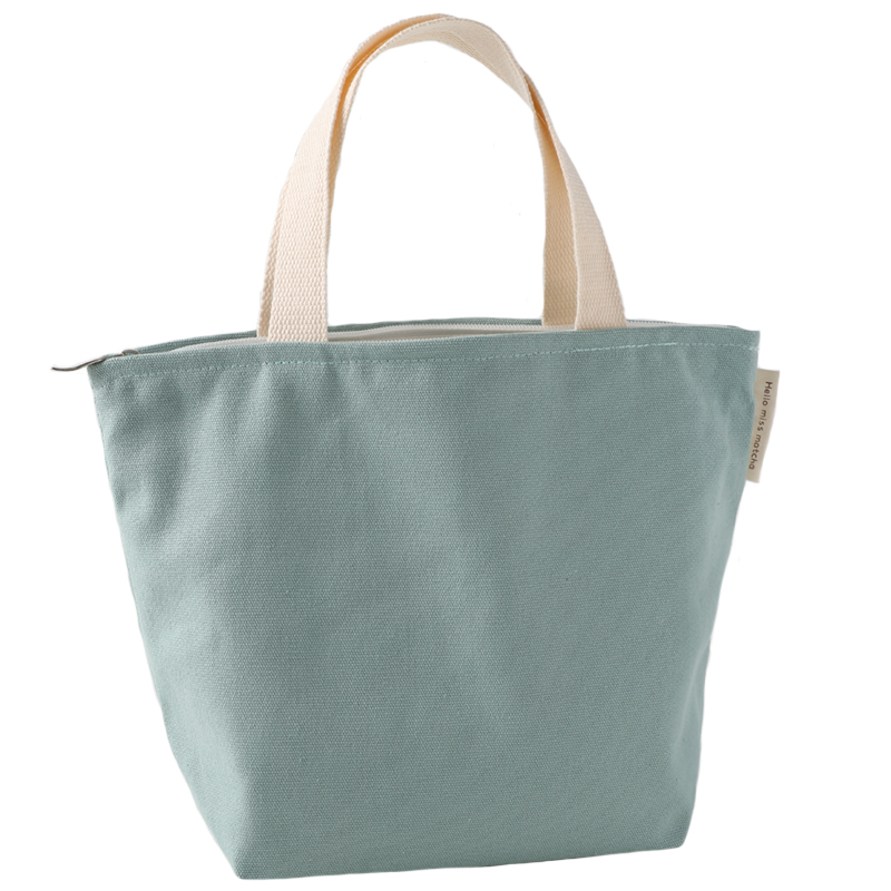 Solid Color 12-Ounce Canvas Tote Bag for Women, Korean and Japanese Style Casual Handbag, Lunch Box Bag, Student Zipper Storage Bag
