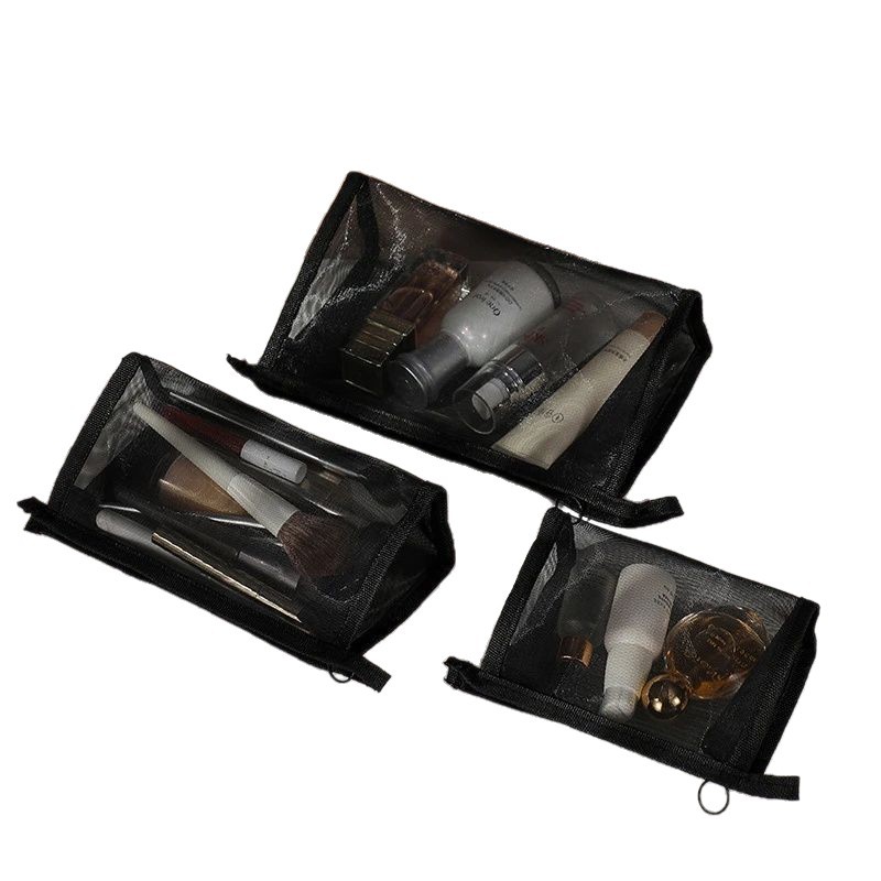 Transparent Mesh Coin Purse, Mini Simple Portable Small Bag, Black Cosmetic Bag, Toiletry Bag, Large Capacity Skincare Storage Bag