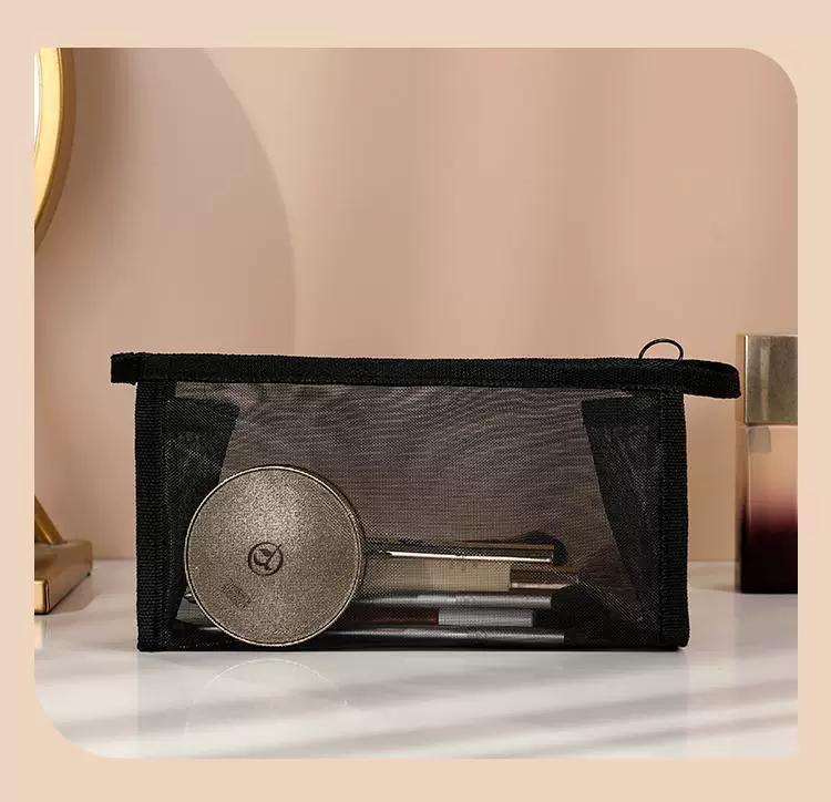 Transparent Mesh Coin Purse, Mini Simple Portable Small Bag, Black Cosmetic Bag, Toiletry Bag, Large Capacity Skincare Storage Bag