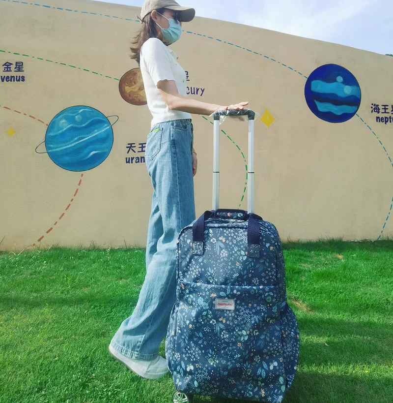 Universal Aircraft Wheel Stacked Trolley Bag Waterproof Fabric Portable Lightweight Travel Bag Trolley Short-Distance Travel Universal