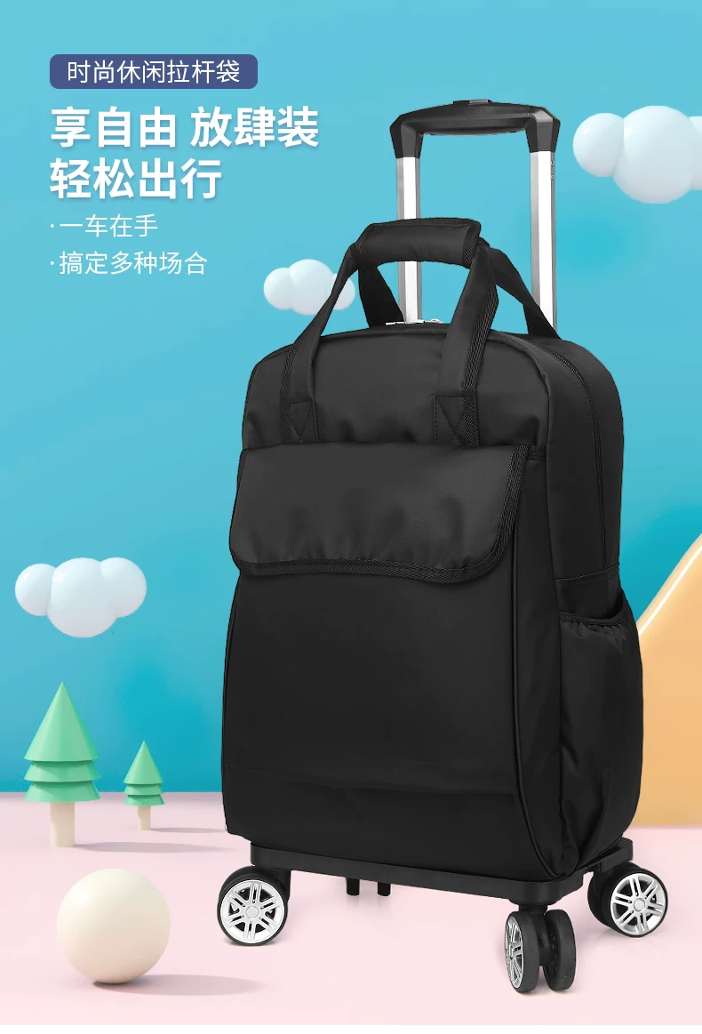 Universal Aircraft Wheel Stacked Trolley Bag Waterproof Fabric Portable Lightweight Travel Bag Trolley Short-Distance Travel Universal