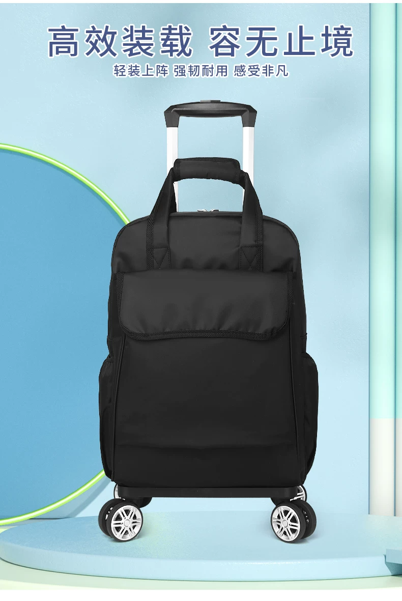 Universal Aircraft Wheel Stacked Trolley Bag Waterproof Fabric Portable Lightweight Travel Bag Trolley Short-Distance Travel Universal