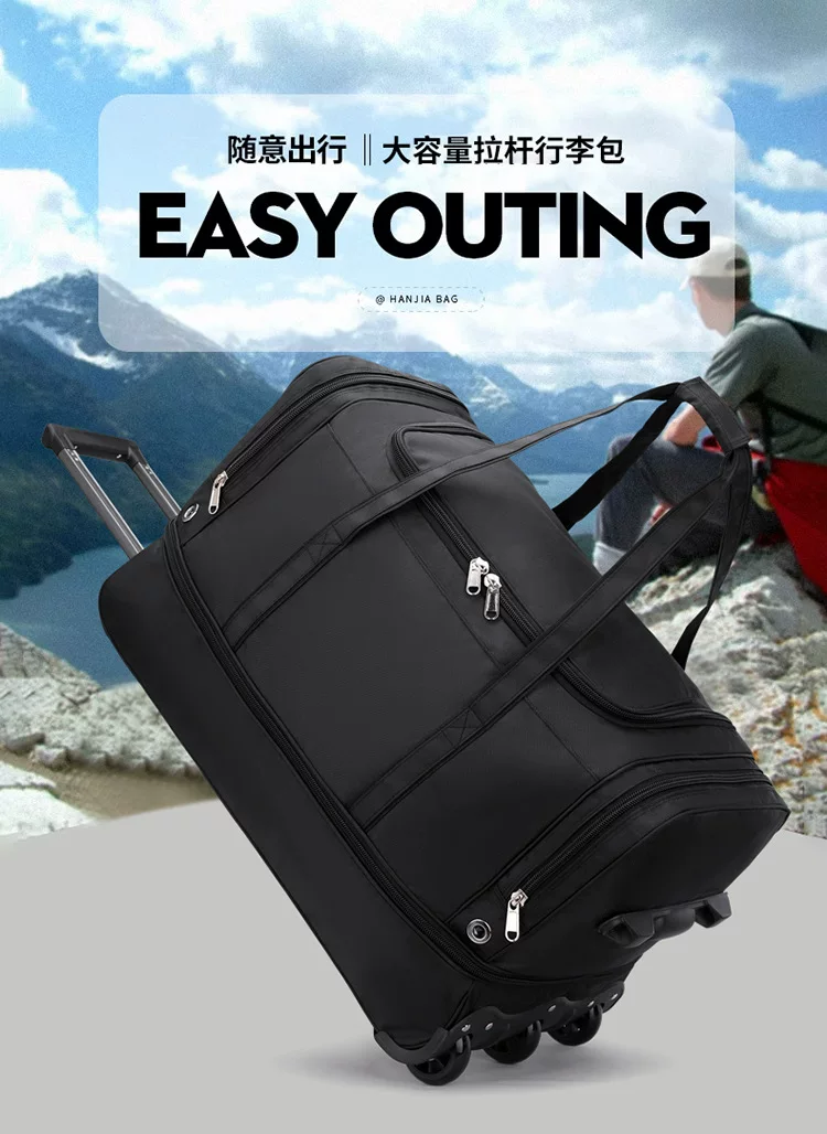 Oxford Trolley Bag with Multiple Layers and Shoe Compartment, Large Capacity Travel Bag, Expandable to Accommodate Quilts, Luggage Bag, Waterproof