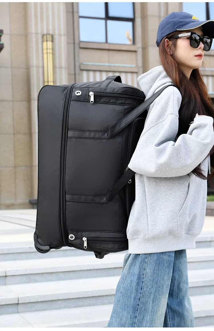 Oxford Trolley Bag with Multiple Layers and Shoe Compartment, Large Capacity Travel Bag, Expandable to Accommodate Quilts, Luggage Bag, Waterproof
