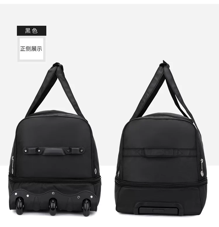 Oxford Trolley Bag with Multiple Layers and Shoe Compartment, Large Capacity Travel Bag, Expandable to Accommodate Quilts, Luggage Bag, Waterproof