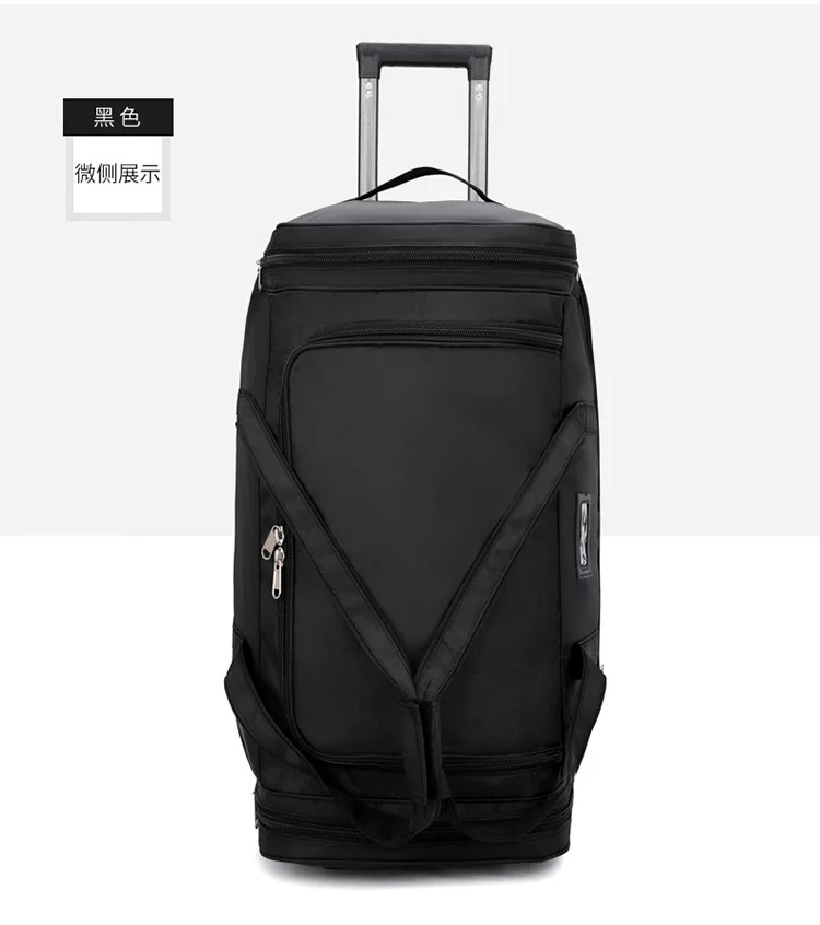 Oxford Trolley Bag with Multiple Layers and Shoe Compartment, Large Capacity Travel Bag, Expandable to Accommodate Quilts, Luggage Bag, Waterproof