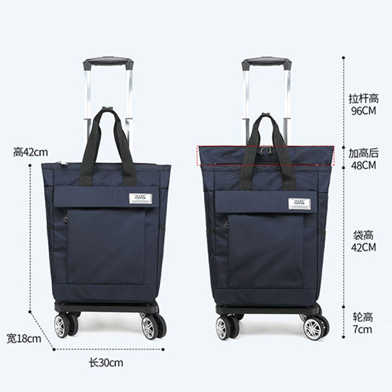 Trolley Backpack, Shopping Bag, Detachable Portable Lightweight Universal Wheel Stacking Trolley Bag, Boarding Case for Men and Women