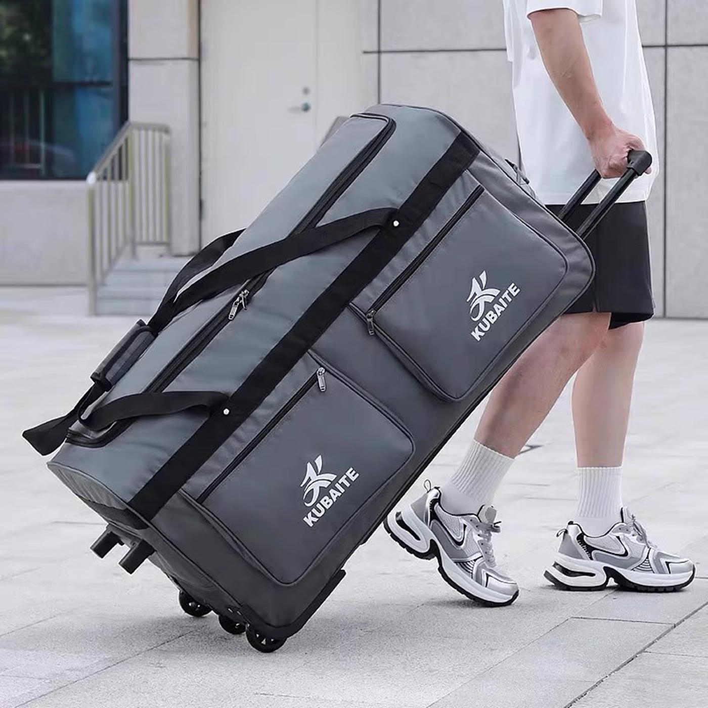 Trolley Bag, Large-Capacity Outdoor Camping Luggage Bag, Portable Quilt Storage, Waterproof Travel Bag, Travel Suitcase