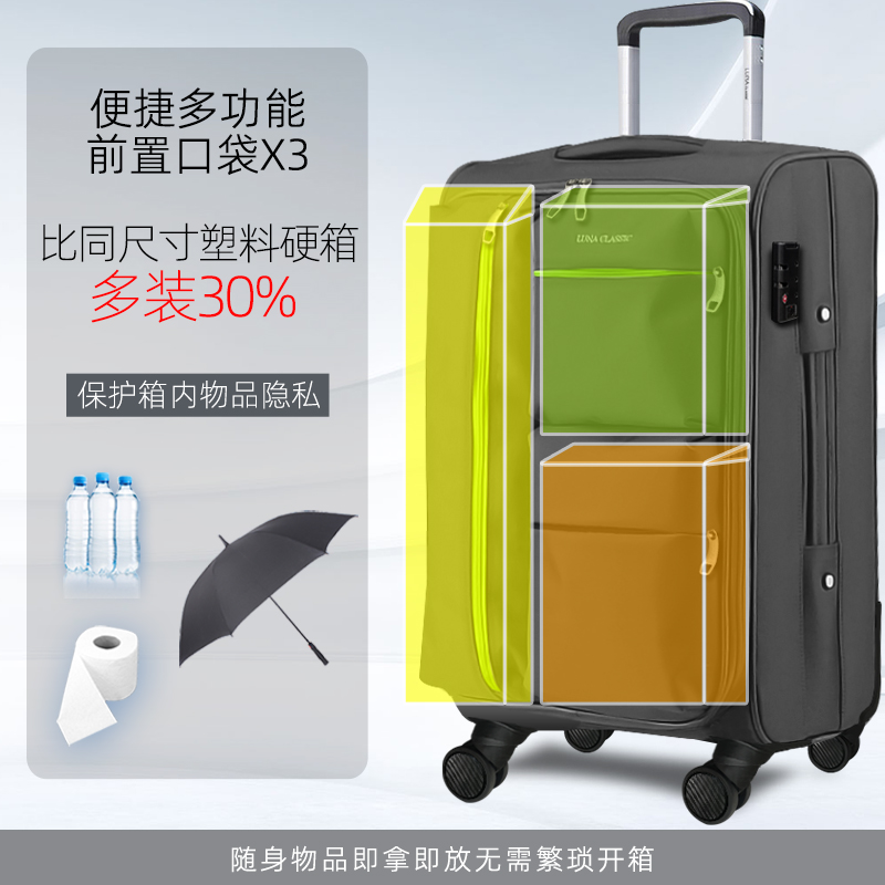 Luna Classic Oxford Cloth Suitcase Large Capacity Canvas Trolley Case 8inch Suitcase Women's and Men's Suitcase