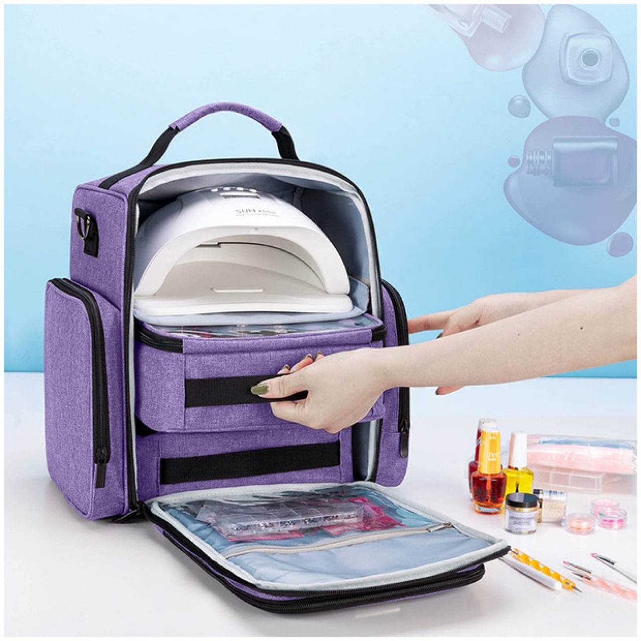 Double-Layer Manicure Tool Cosmetics Bag Large-Capacity Manicure Bag Nail Polish Storage Box Bag Portable Cosmetic Bag