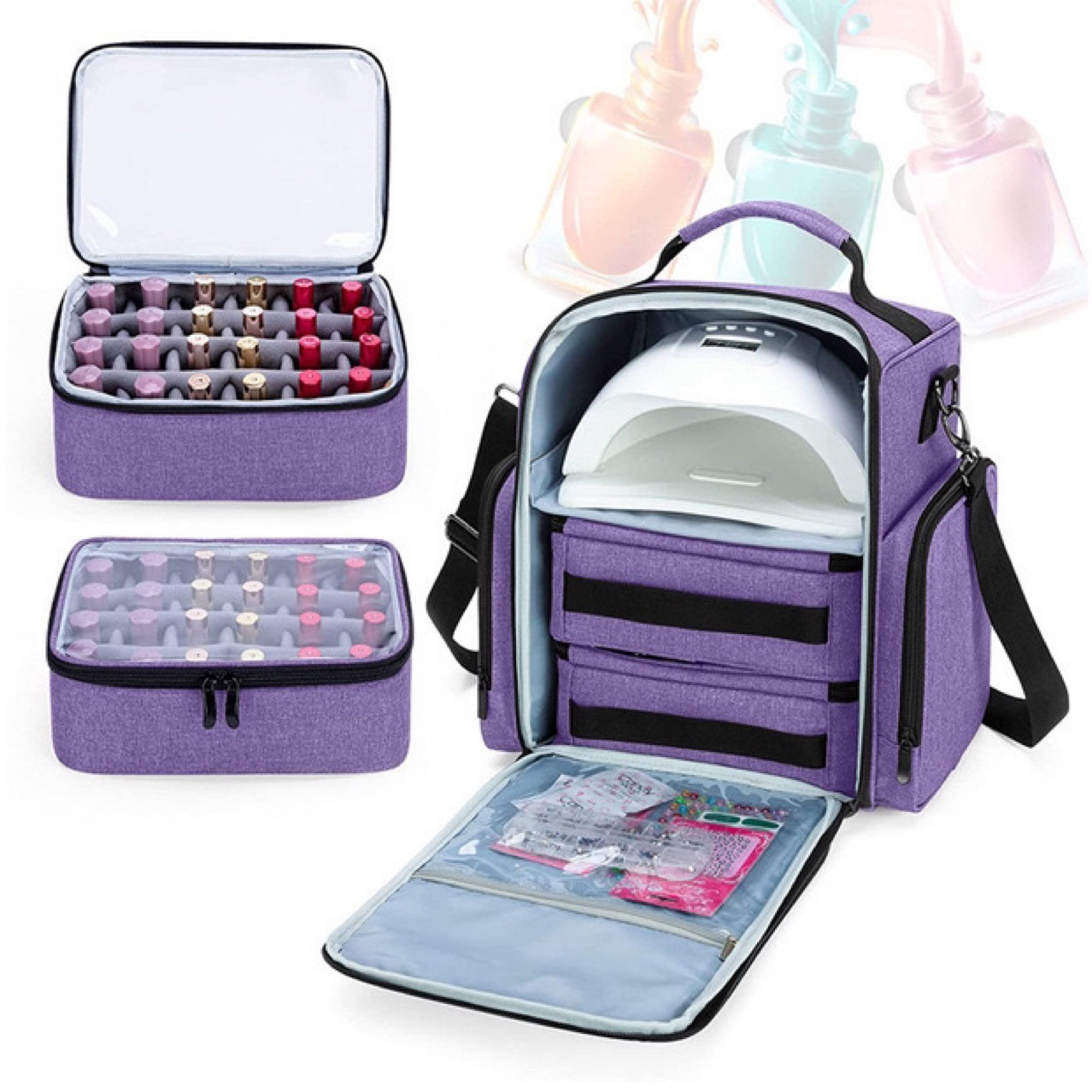 Double-Layer Manicure Tool Cosmetics Bag Large-Capacity Manicure Bag Nail Polish Storage Box Bag Portable Cosmetic Bag