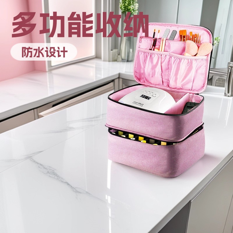 Cross-Border Portable Cosmetic Bag, Manicure Bag, Nail Polish Bag Can Hold 30 Bottles of Manicure Storage, Satchel Double Layer