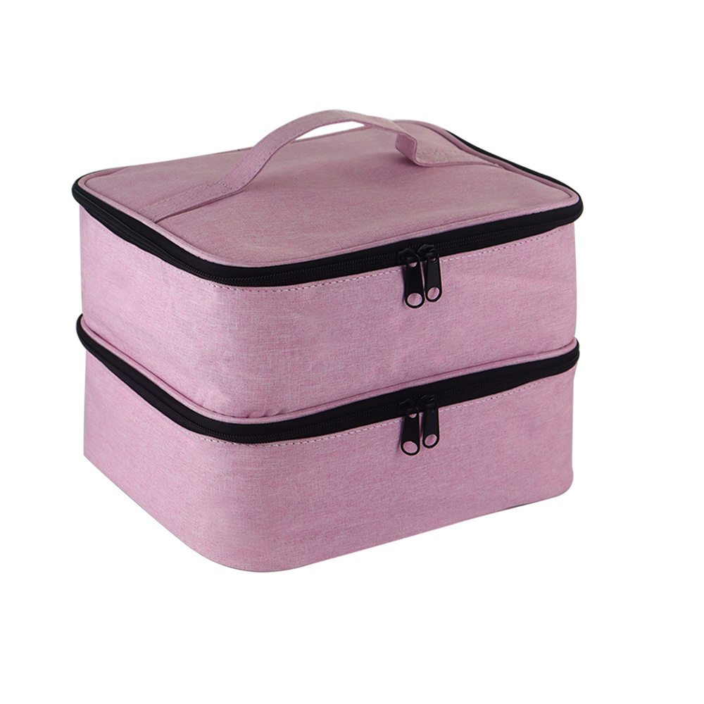 Cross-Border Portable Cosmetic Bag, Manicure Bag, Nail Polish Bag Can Hold 30 Bottles of Manicure Storage, Satchel Double Layer