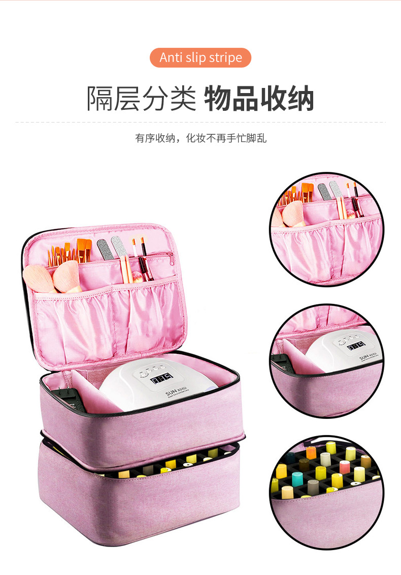 Cross-Border Portable Cosmetic Bag, Manicure Bag, Nail Polish Bag Can Hold 30 Bottles of Manicure Storage, Satchel Double Layer