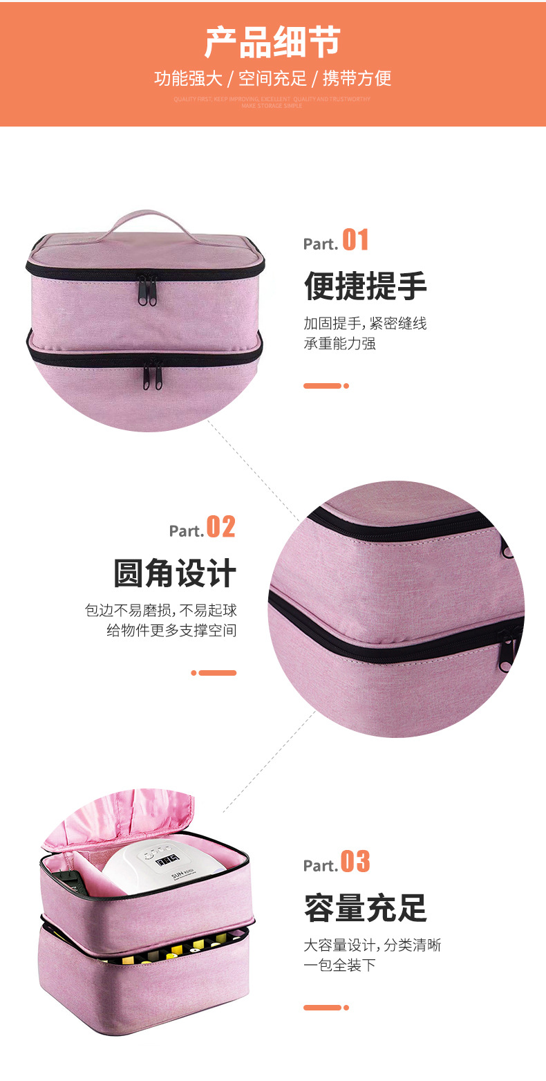 Cross-Border Portable Cosmetic Bag, Manicure Bag, Nail Polish Bag Can Hold 30 Bottles of Manicure Storage, Satchel Double Layer