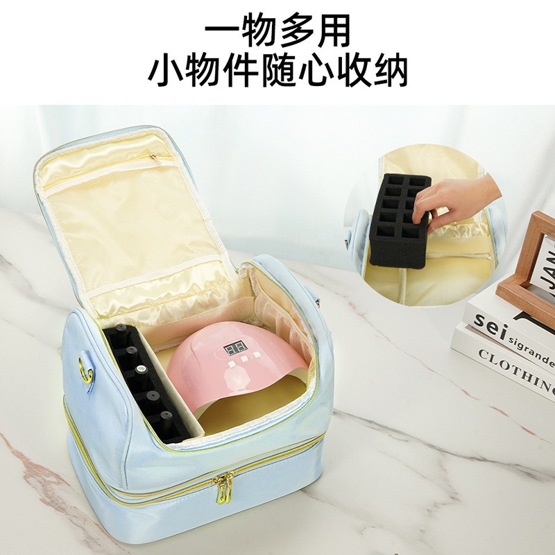 Supply Double-Layer Portable Nail Polish Cosmetics Bag That Can Hold 60 Bottles of Cross-Body Shoulder Manicure Supplies Tool Bag