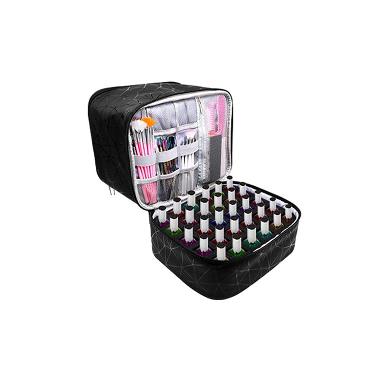 Nail Polish Storage Bag, Tool Storage Pouch, Detachable Double-Layer Makeup Bag, Essential Oil Bag, Pu Multi-Compartment