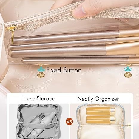 Pu Leather Waterproof Cosmetic Toiletry Bag Large Capacity Travel Portable Open-Style Toiletry Storage Bag