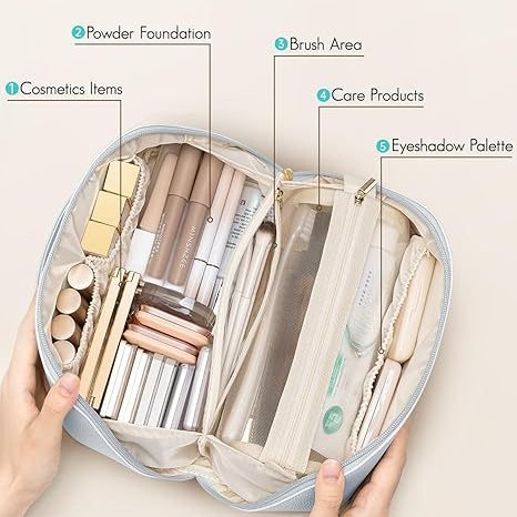 Pu Leather Waterproof Cosmetic Toiletry Bag Large Capacity Travel Portable Open-Style Toiletry Storage Bag