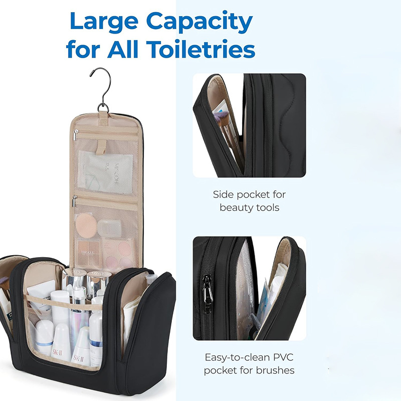 Amazon New Women's Travel Toiletry Bag Fluffy Hanging Toiletry Bag Waterproof Toiletries Storage Bag